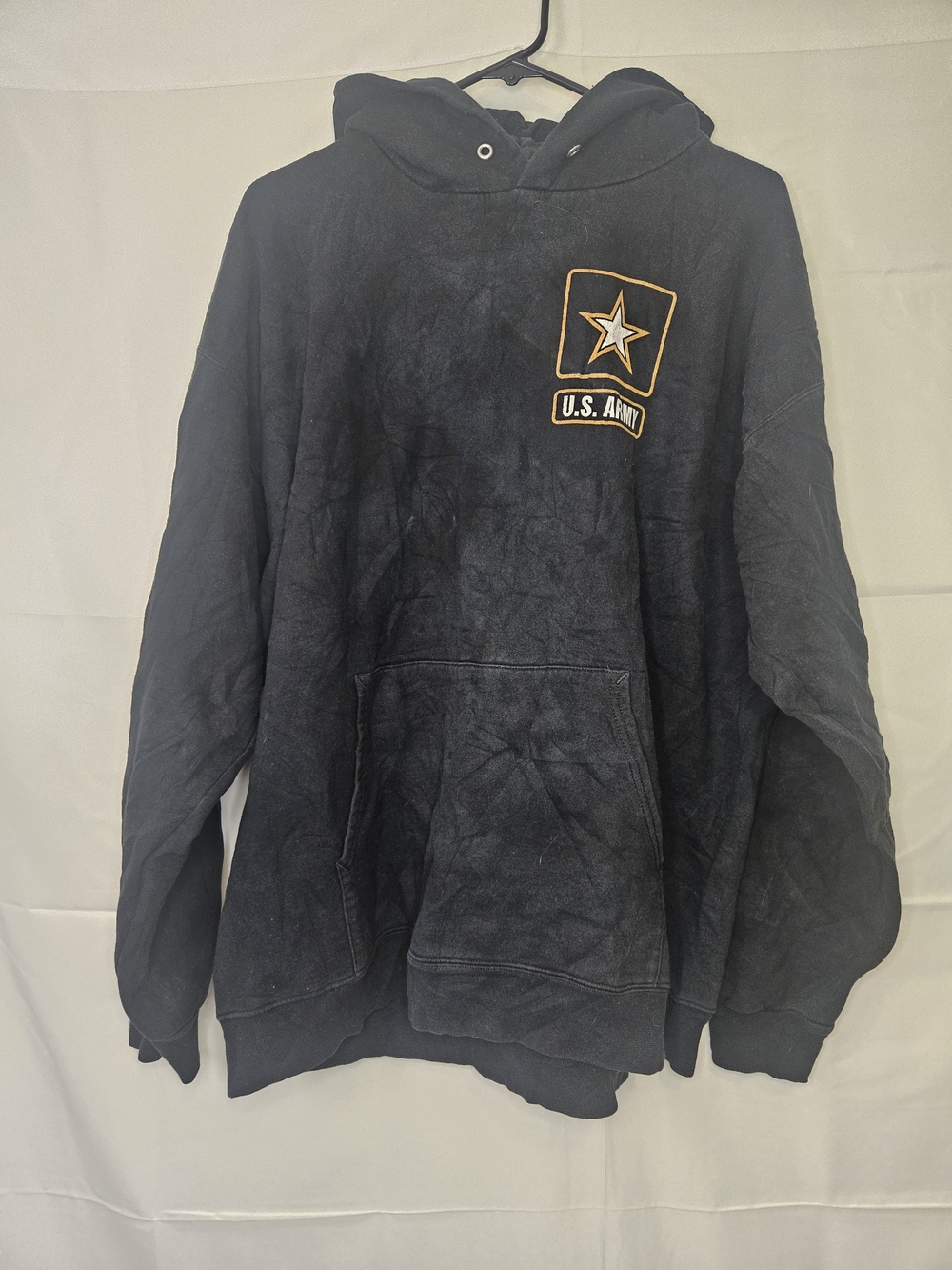 Vintage Hanes Black U.S. Army Star Logo Pullover Hoodie Y2K Faded